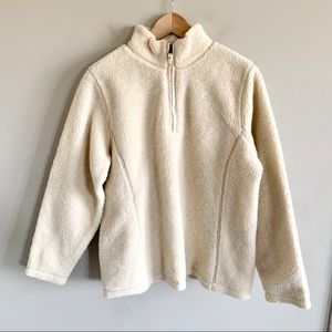 Lands end • fuzzy teddy zip up jacket medium